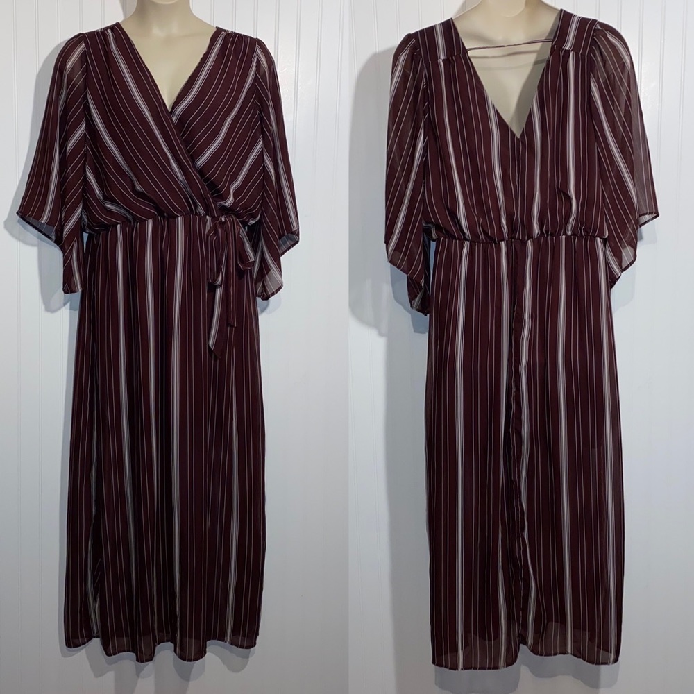 Sexy deep v neck front & back Maxi dress plus size